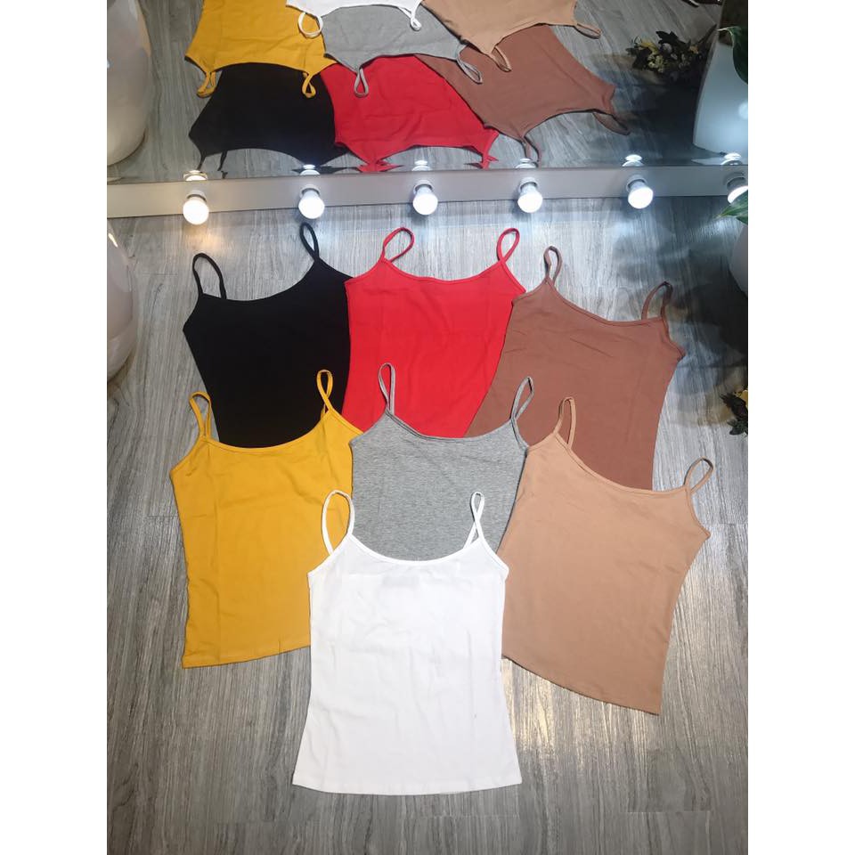 Áo 2 dây chất cotton trơn nhiều màu
