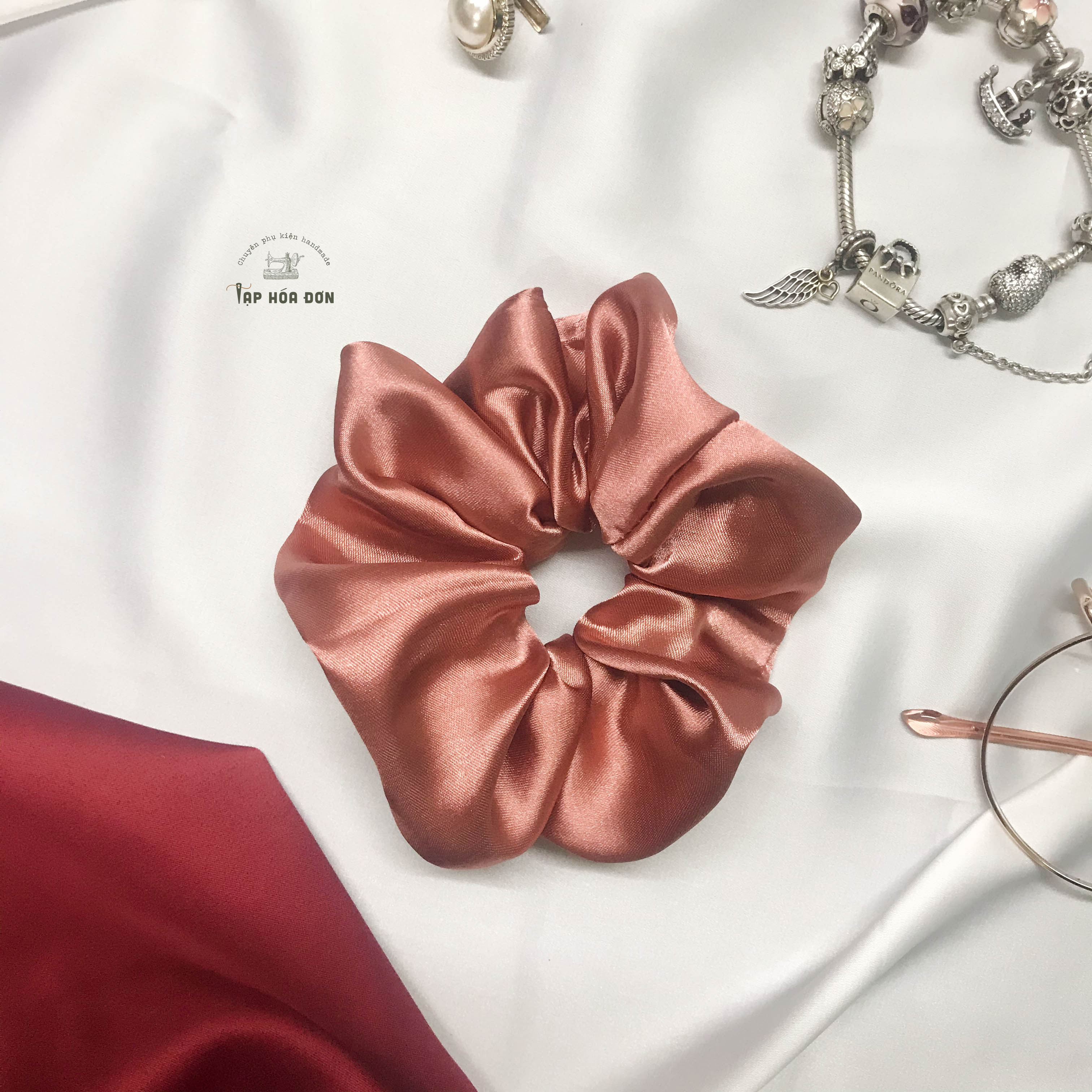 Scrunchies Lụa Satin Cao Cấp, Dây Buộc Tóc Thời Trang Hàng Thiết Kế