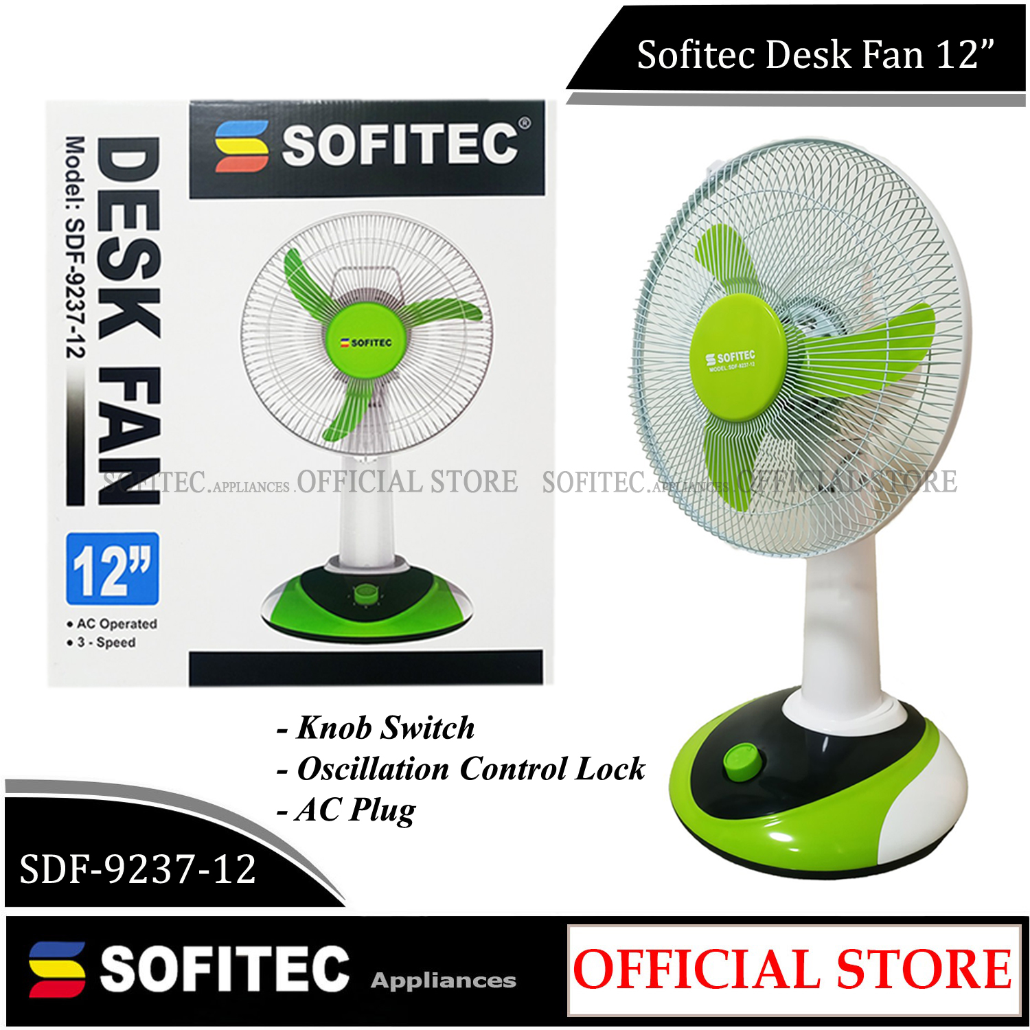 Sofitec Desk Fan 12" Electric fan SDF-9237-12 | Lazada PH