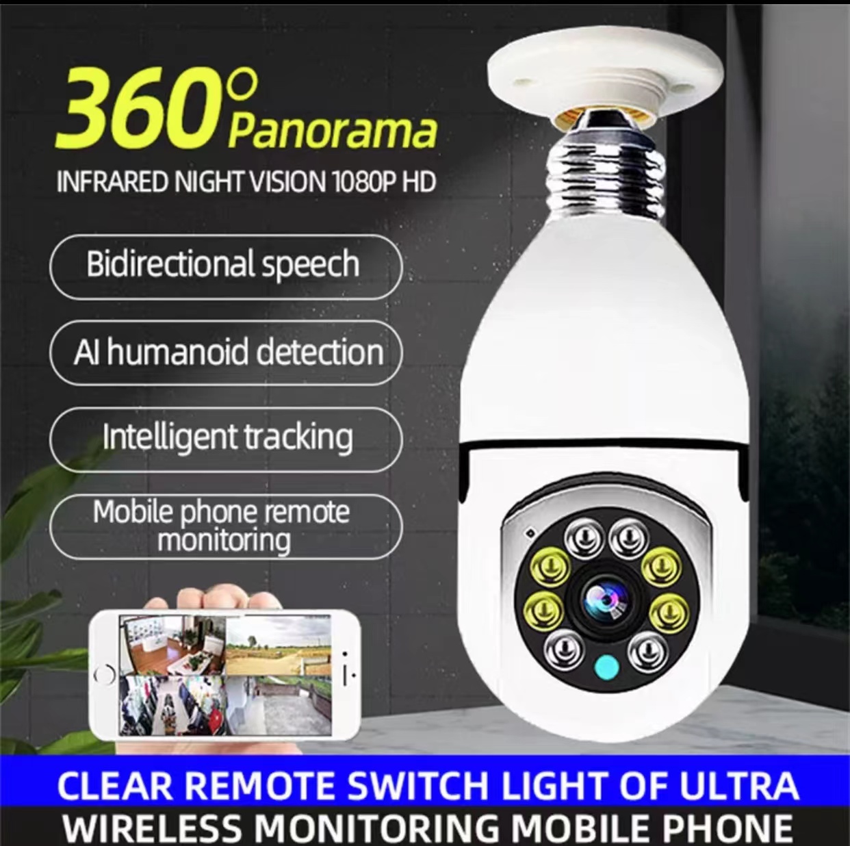 outdoor security camera nightvision surveillance bulb video recorder