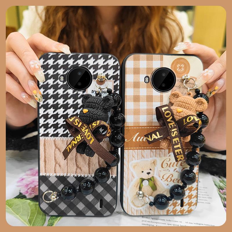 Black%20pearl%20pendant%20Dirt-resistant%20Phone%20Case%20For%20Nokia%20C20%20Plus%20Back%20Cover%20soft%20case%20Bear%20bracelet%20Anti-knock%20Cartoon%20-%20Image%207