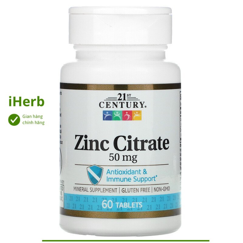 21st Century, Zinc Citrate, 50 mg, 60 Tablets - iHerb Vietnam