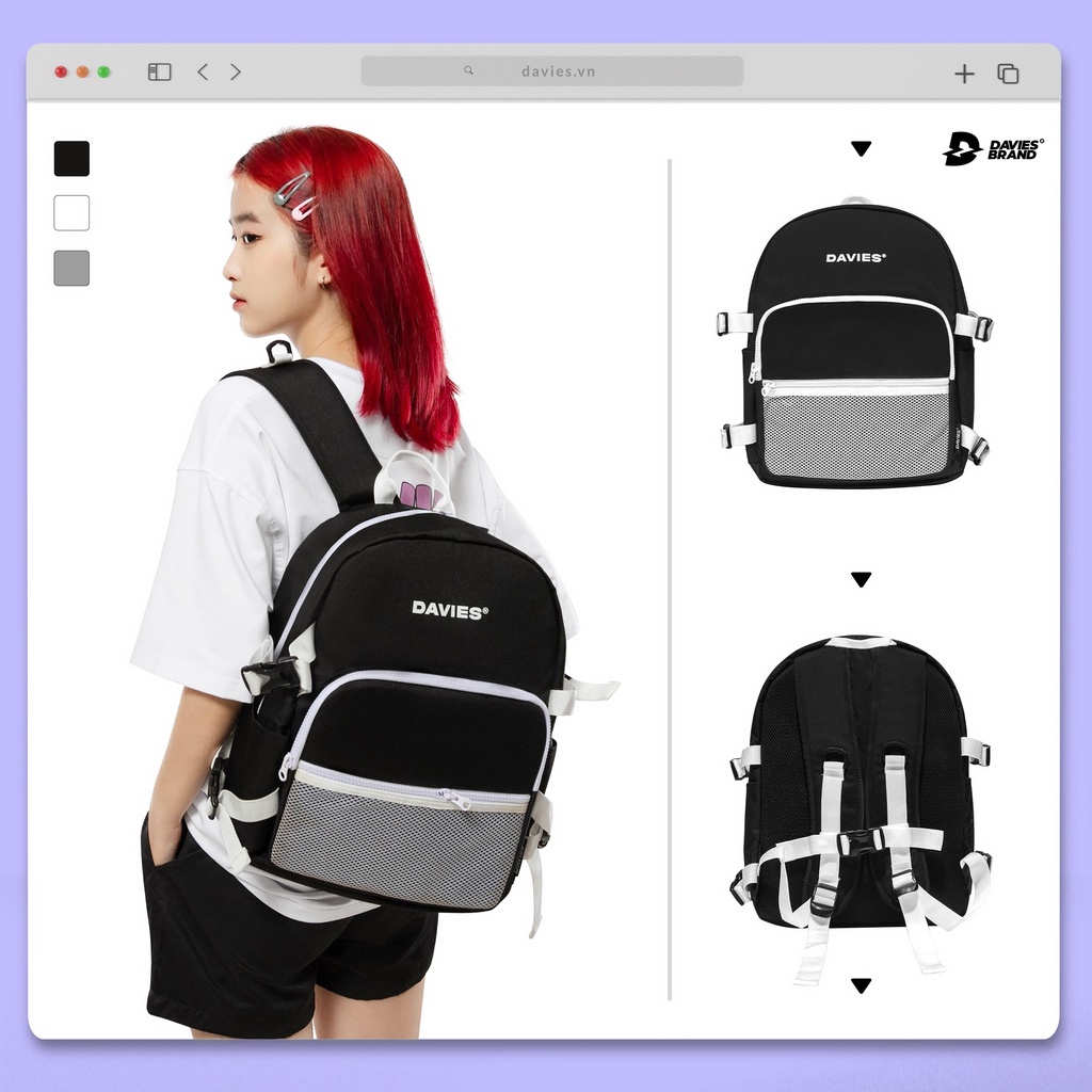 Balo mini vải canvas - Mini Backpack Original - FULL BLACK