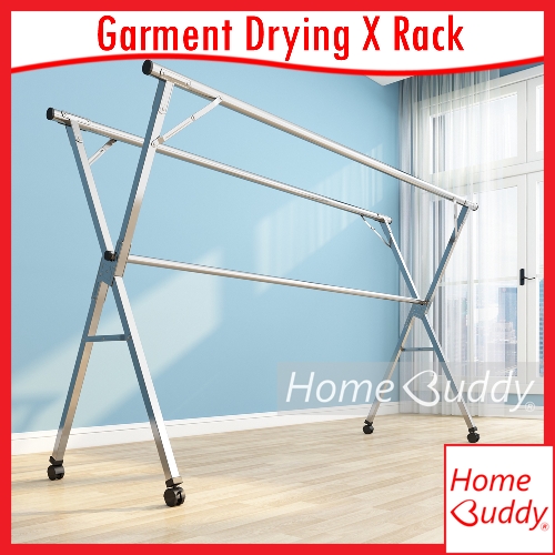 ⭐️SG⭐️ Garment X Drying Rack. Extendable to 1.5M or 2.4M. Wheels Options. READY Stocks SG