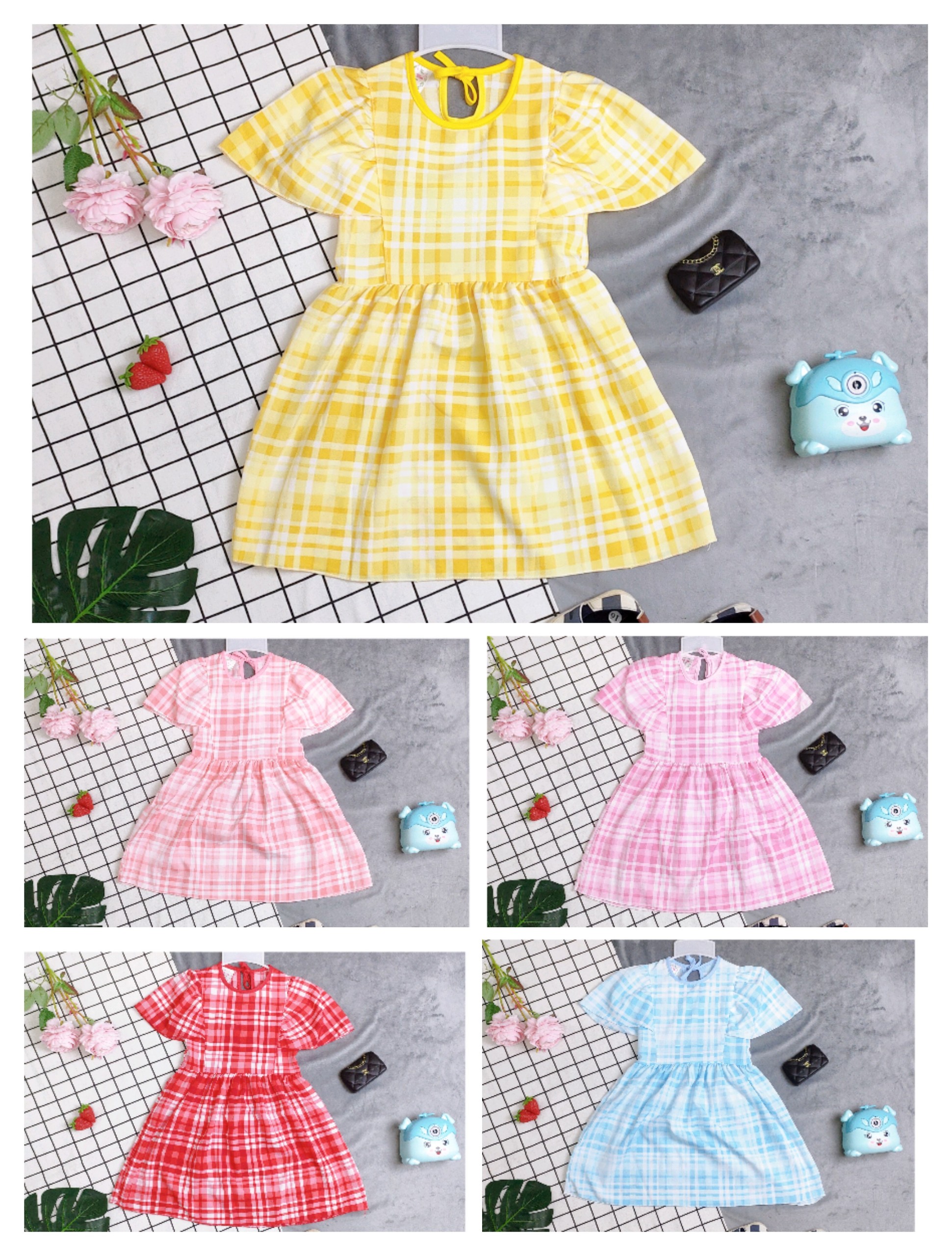 Đầm Lụa Nhiều Kiểu Dễ Thương Bé (8-14kg) ( Giao màu ngẫu nhiên)