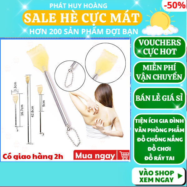 Combo 10 cây gãi lưng Inox kéo dài nhỏ gọn ✓Hàng mẫu 1, cây gay lưng bằng inox tay nhựa  không gỉ, cây gai lưng, gay gai lung inox sieu tiện, Gai lung đa năng gấp gọn, dụng cụ gãi lưng tay nhựa có thể thu gọn, Phát Huy Hoàng