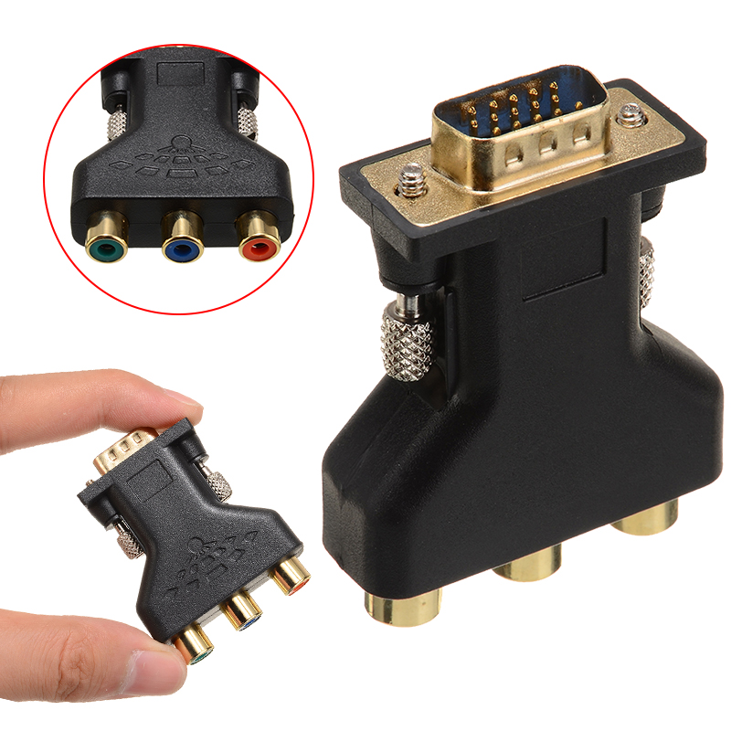 Adaptateur VGA Vers RCA – Convertisseur 3RCA Femelle Vers HD15 VGA – Neuf
