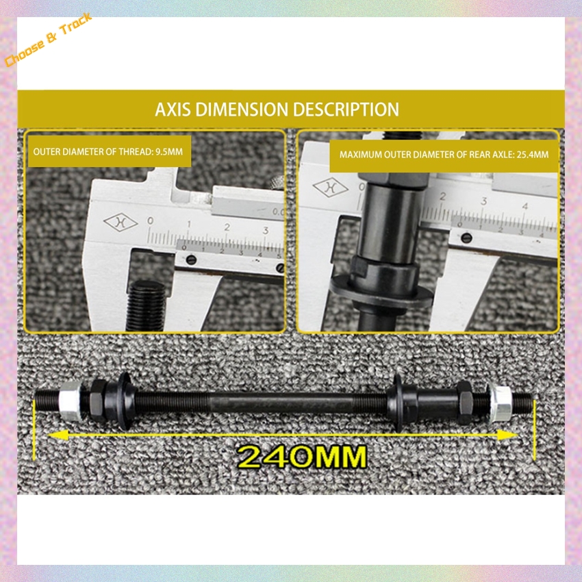 【Value Bundle】 Lengthened 240mm Mountain Bike Snow Bike Hubs Rear Axle Refitted Solid Axle Rear Axle Accessory Axle.