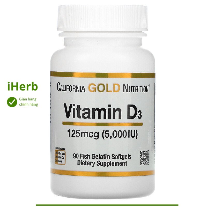 Vitamin d3, 125 mcg , 90 viên california gold nutrition - iherb việt nam