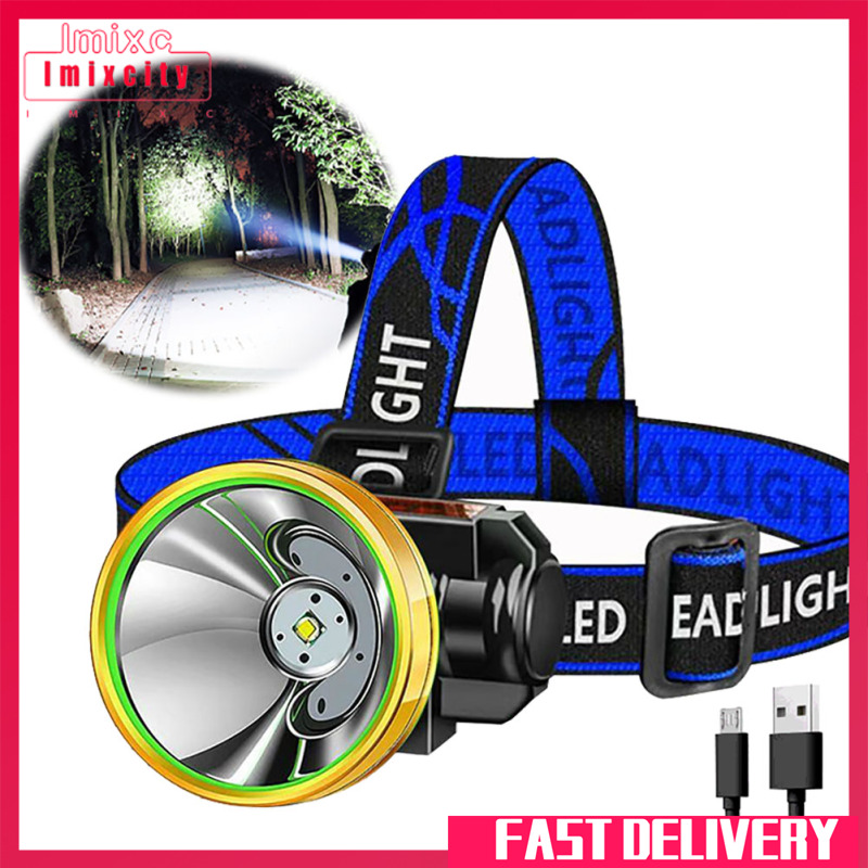 Imixcity Portable Led Headlamp Rechargeable Waterproof Super Bright Head-mounted Flashlight Torch For Fishing Hiking Camping
