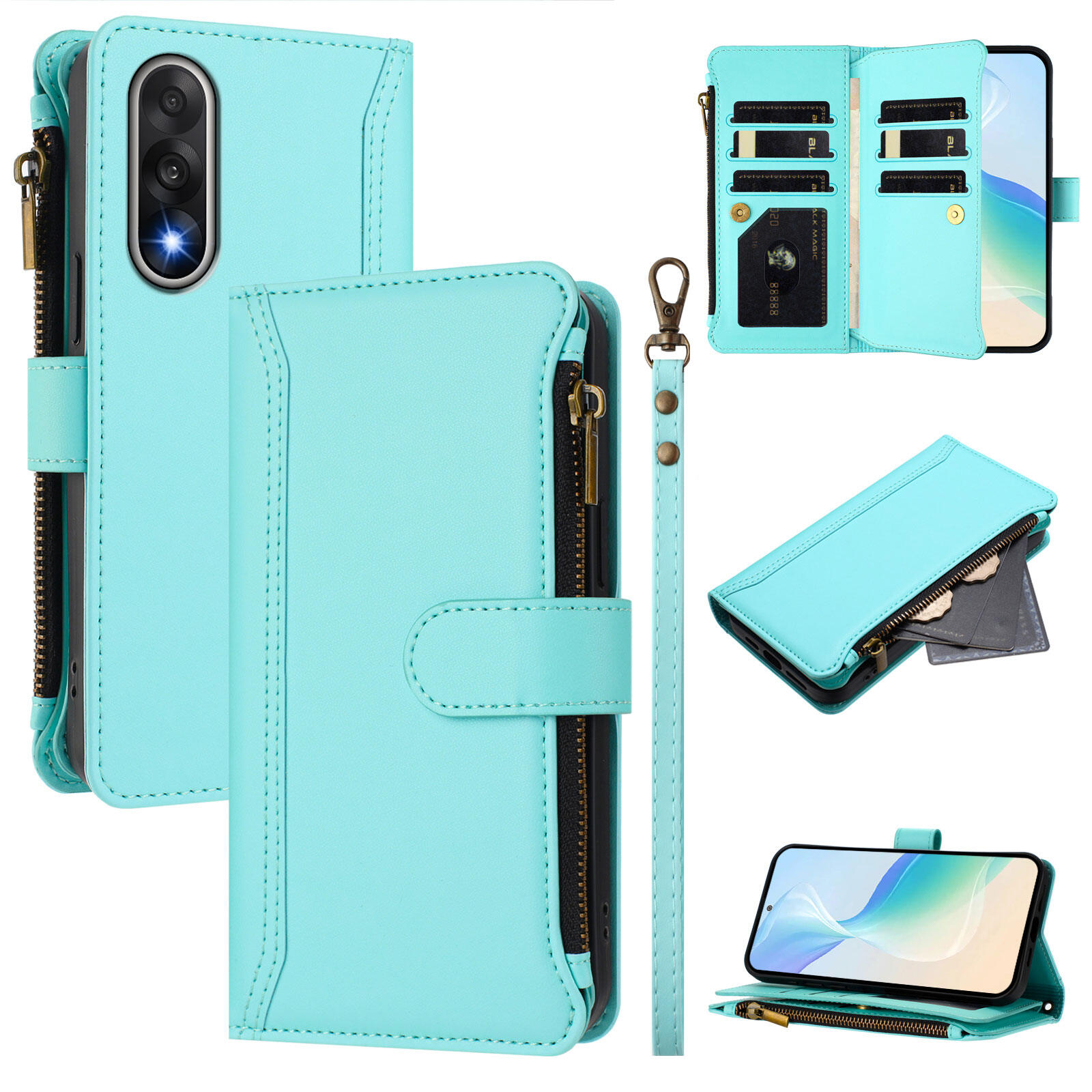 lthmy for OnePlus Ace 5 Racing /OnePlus Nord CE5 Case Zipper Wallet Leather Flip Case with Card Holder Stand Phone Case
