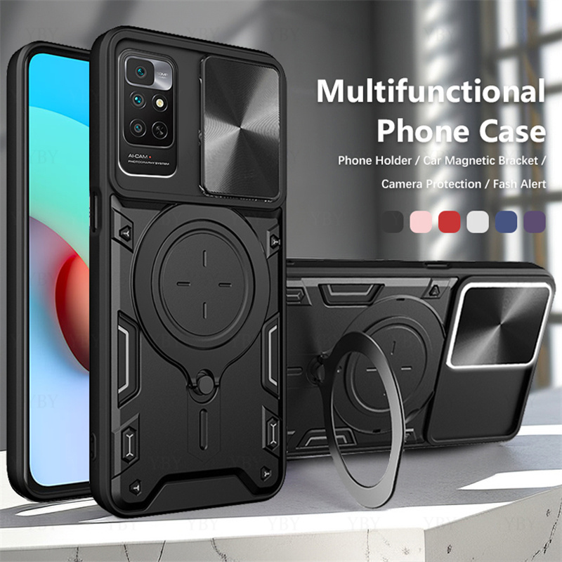 Shockproof Armor Phone Case For Redmi 10 Prime Note 11 Holder Casing Camera Protection Sliding Hard Back Cover New Design