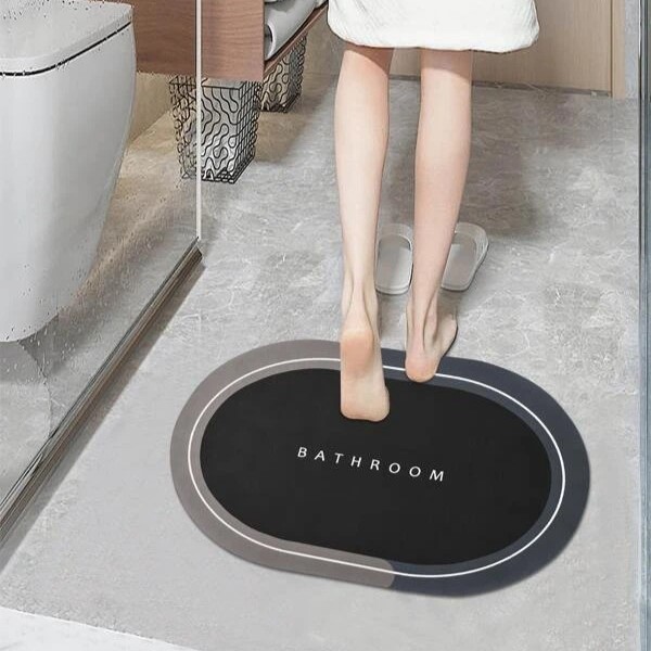 Diatomite Bath Mat (Absorbent and Non-Slip Carpet for Bathroom). 