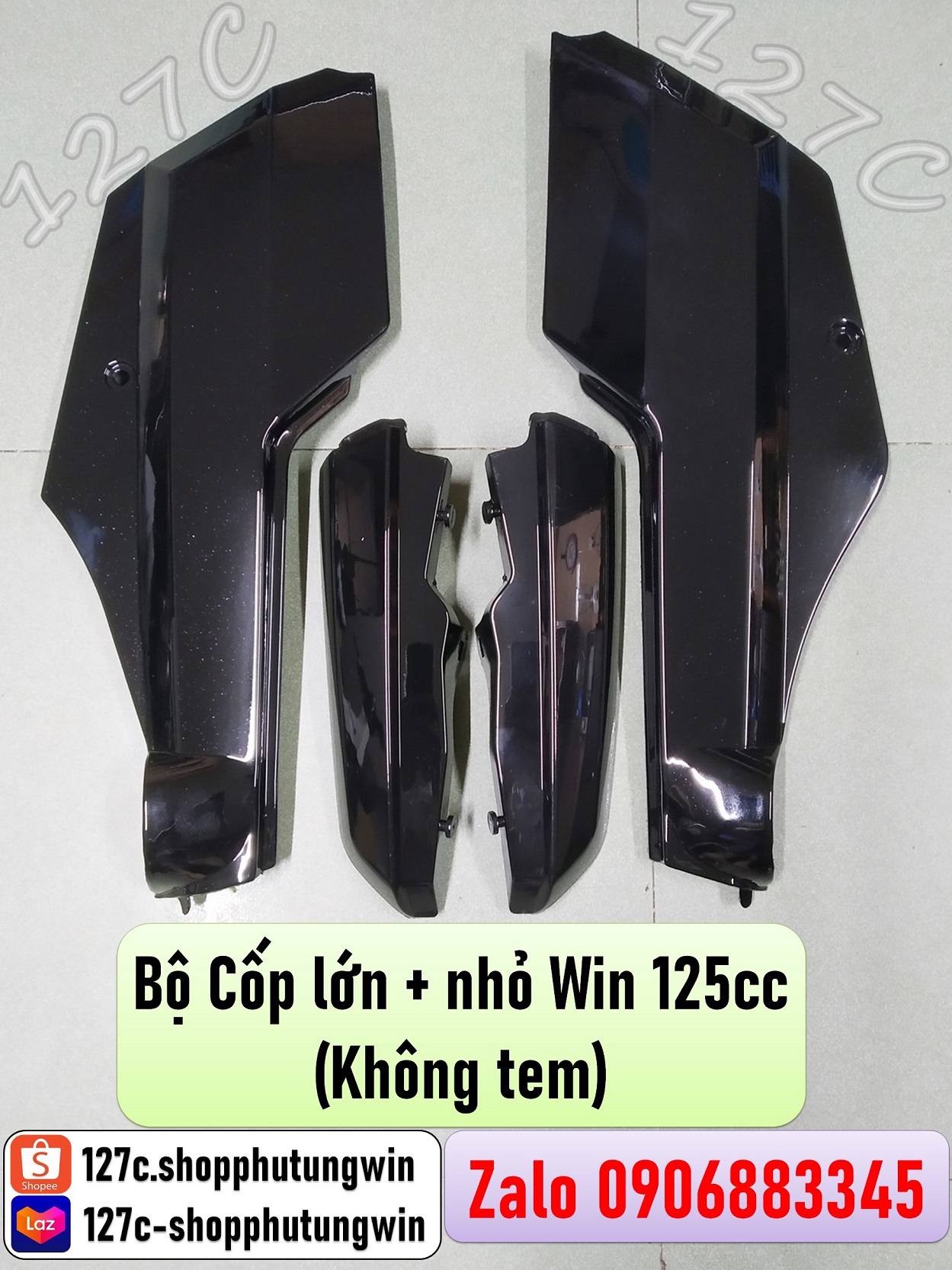 [HCM] Bộ Cốp lớn + nhỏ Win 125cc (Đen/ Có tem hoặc không tem)