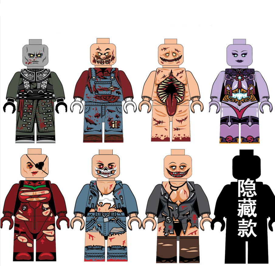 Combo 8 mini nhân vật zombie đội quân thây ma m7777 - đồ chơi lắp ráp mô hình kinh dị