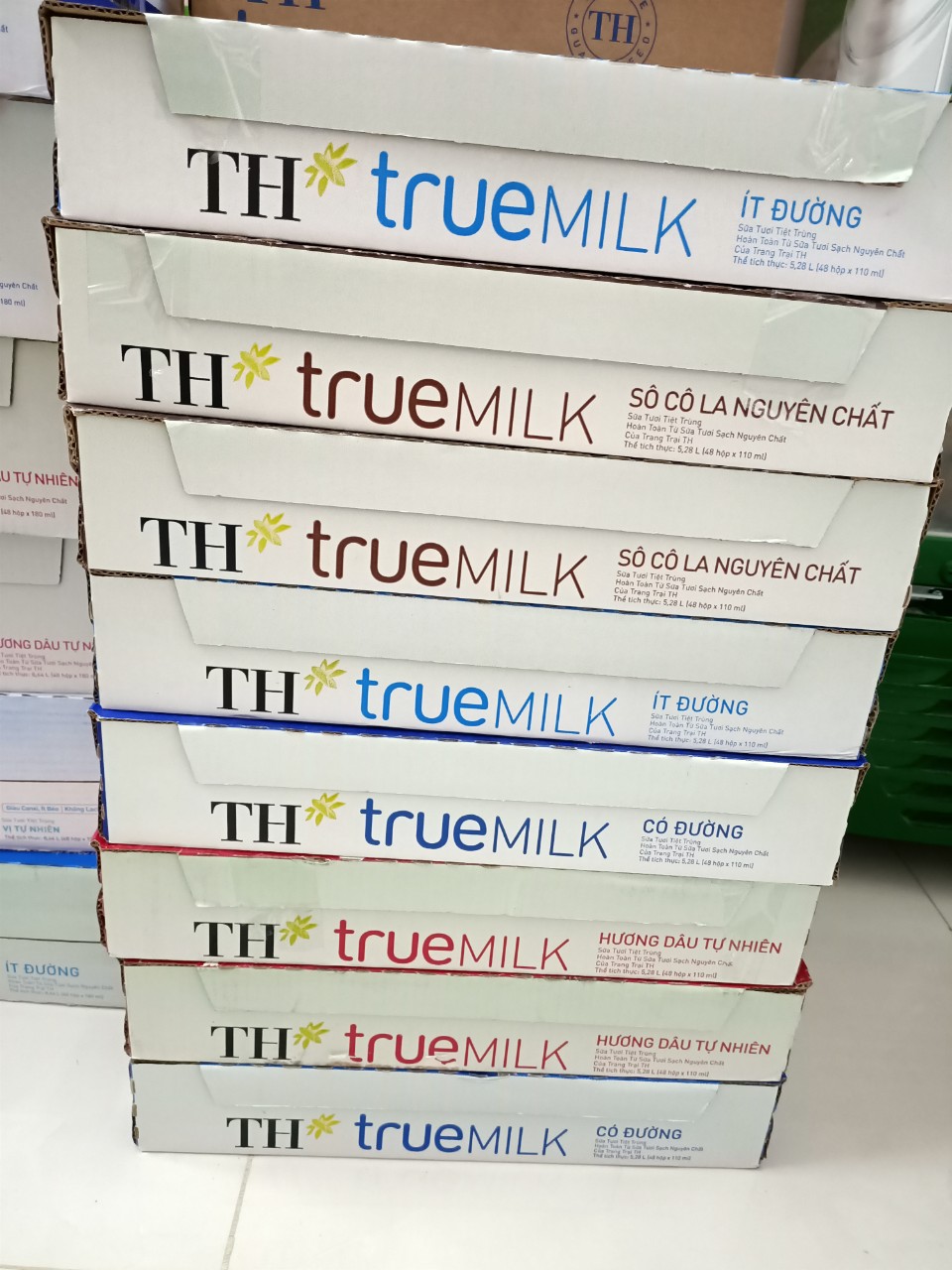 Thùng Sữa Tươi TH True milk 180ml ít đường