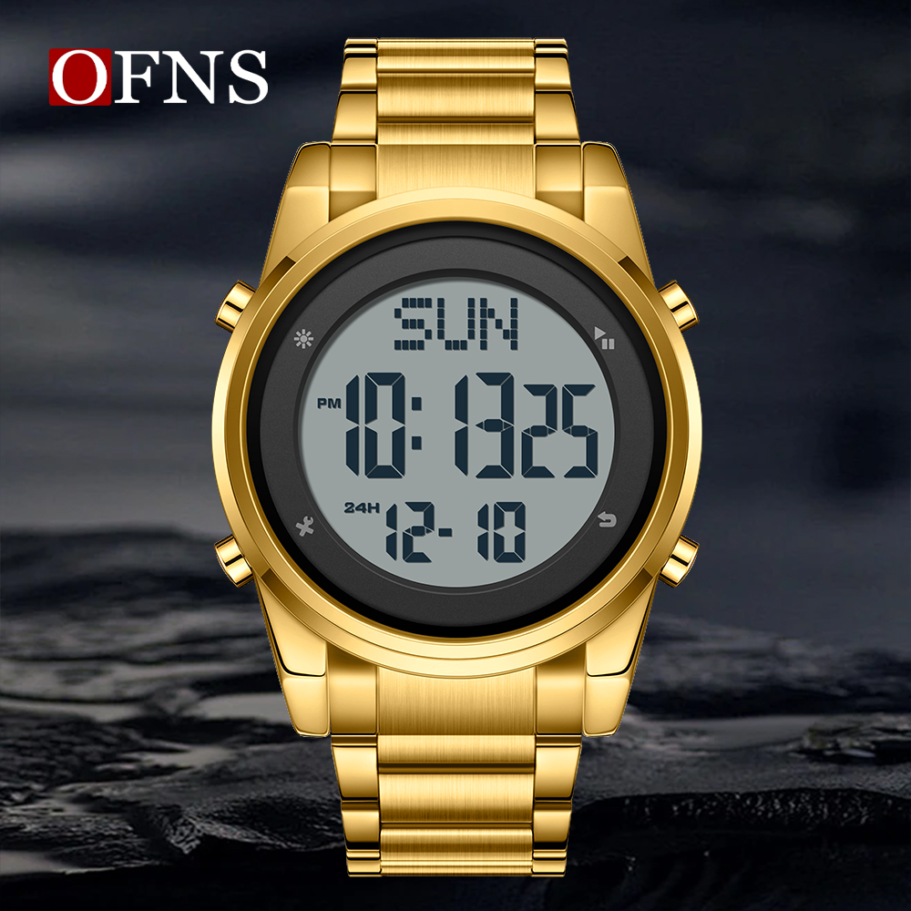 OFNS Metal Electronic Watch LED Display Watch Trend Waterproof Multi functional Men's Watch NS6160-5.