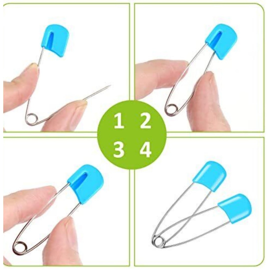 Multi-Purpose Baby Safety Pins Fabric Diapers Garment Repair Child Proof Safety Pin Plastic Head Random Color, Size: 4*1cm, Blue