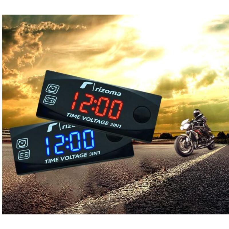 Niềm Đam Mê Thời Gian Trong stock3-in-1 Đa Năng Vôn kế kỹ thuật số Đa Chức Năng Hiển Thị Thời Gian Điện Áp Nhiệt Độ Thông Minh Meter Cho Xe máy điện