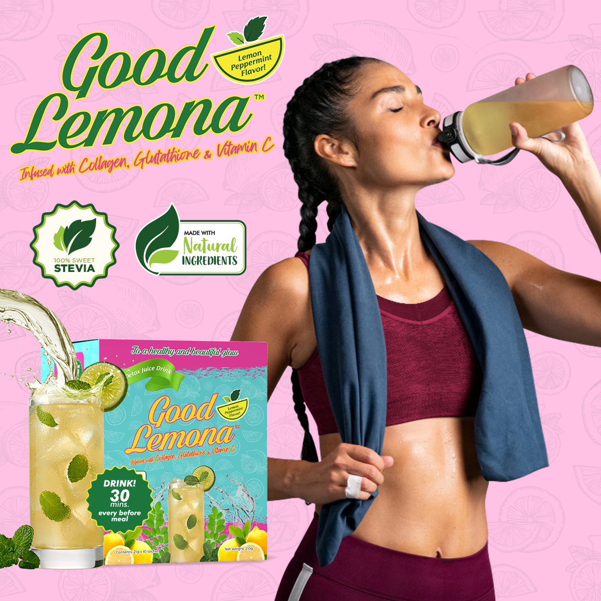 Good Lemona Beauty and Detox Juice Drink 21g Infused with Collagen