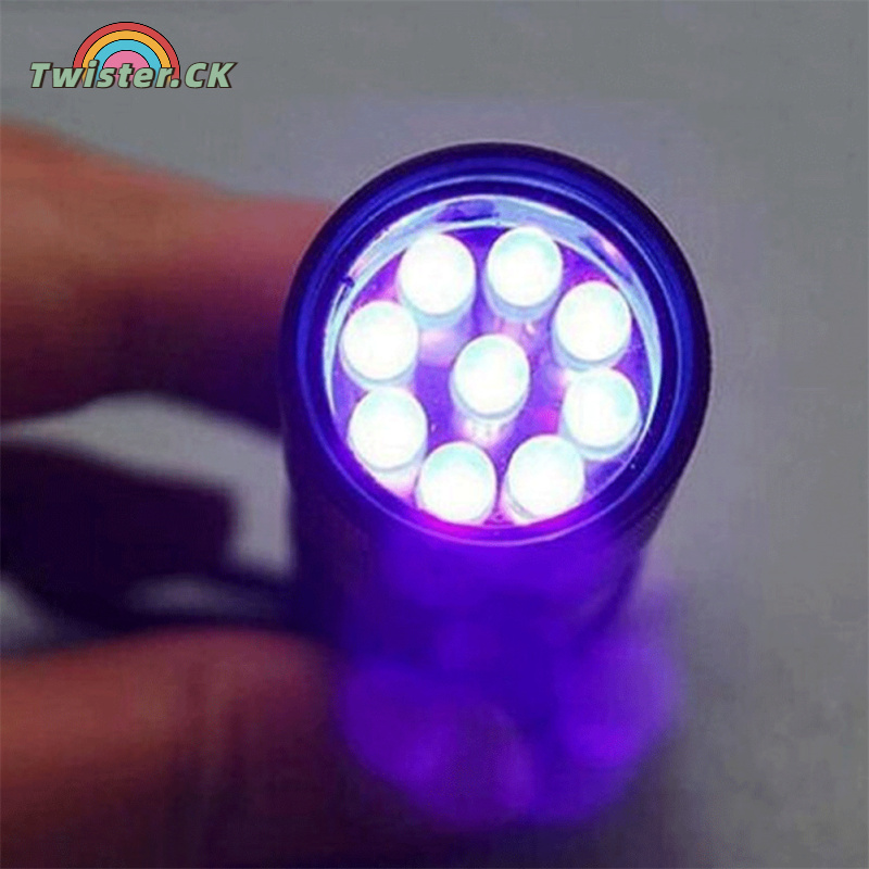 Twister.CK 9 Uv Led Ultraviolet Flashlight Multi-functional Mini Fluorescent Torch Lightweight Portable Outdoor Waterproof Emergency Lamp