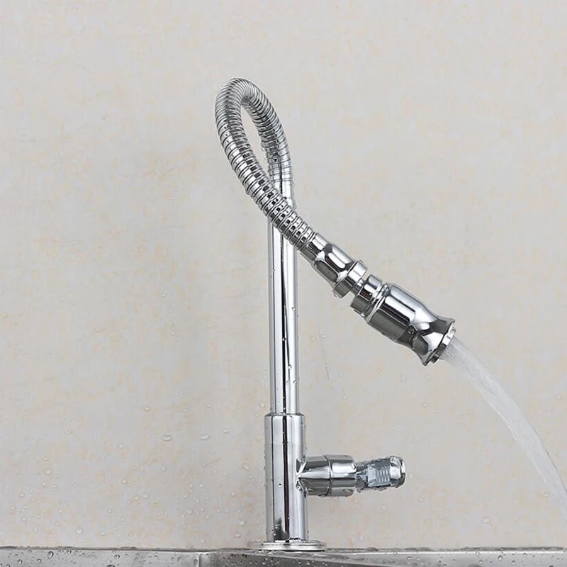 Solid Brass Kitchen Faucet Wall Mounted Chrome Kitchen Sink Faucet Kitchen Tap Single Cold Water Tap Torneira Cozinha De Parede Hot 2023