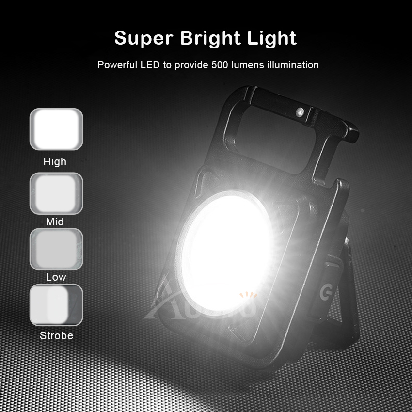 Auoyo mini Đèn LED Đèn pin sạc đa chức năng mini COB LED Đèn Led Chìa khóa Túi chuỗi đèn flash USB cho cắm trại ngoài trời ánh sáng nhỏ