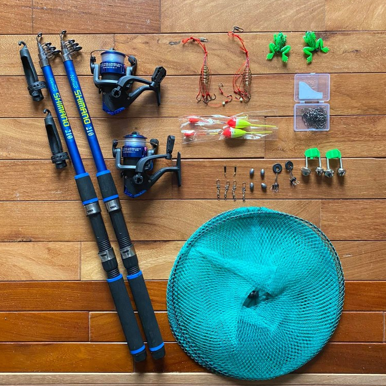 Bộ cần câu máy shimano kèm phụ kiện đầy đủ như hình - Docauanhquan21