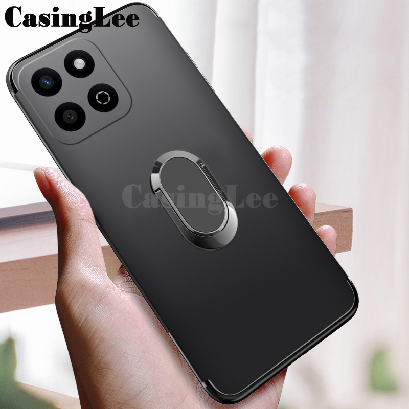 For Honor X7C Case Soft Silicone Matte Full Protector Shockproof Car Adsorb Holder Ring For Honor X7C Back cover Phone Cases