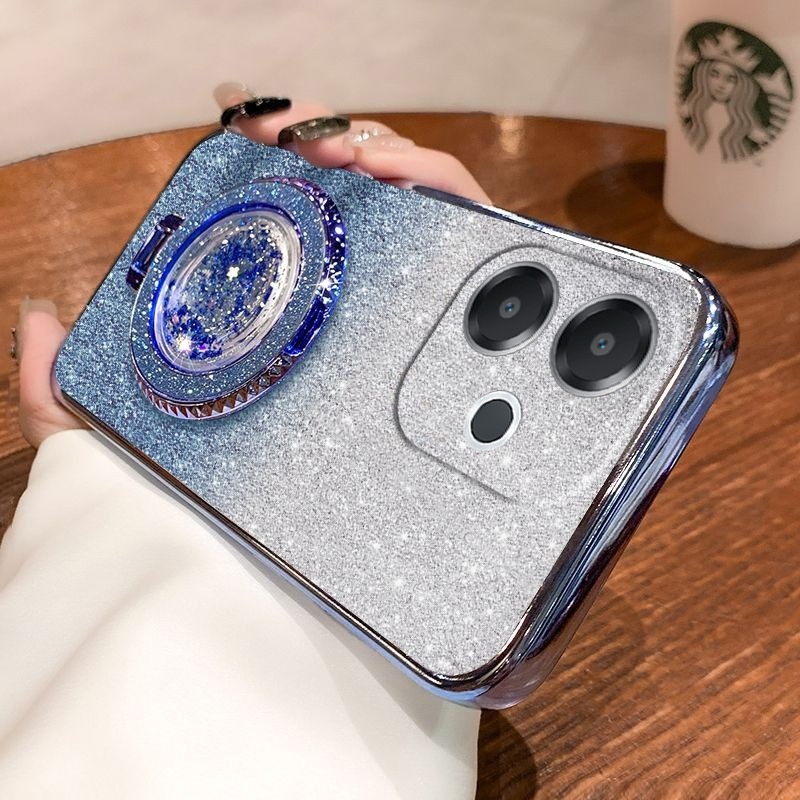 New Phone case OPPO A5 Pro 5G Back cover with Liquid Glitter Quicksand hourglass Stand Holder Luxury Shiny Gradient Plating Girls Slim for OPPO A5 Pro 5G Back Cover. 