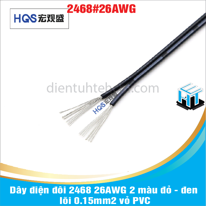 Dây điện đôi 2468 26awg 2 màu đỏ - đen lõi 0.15mm2 vỏ pvc