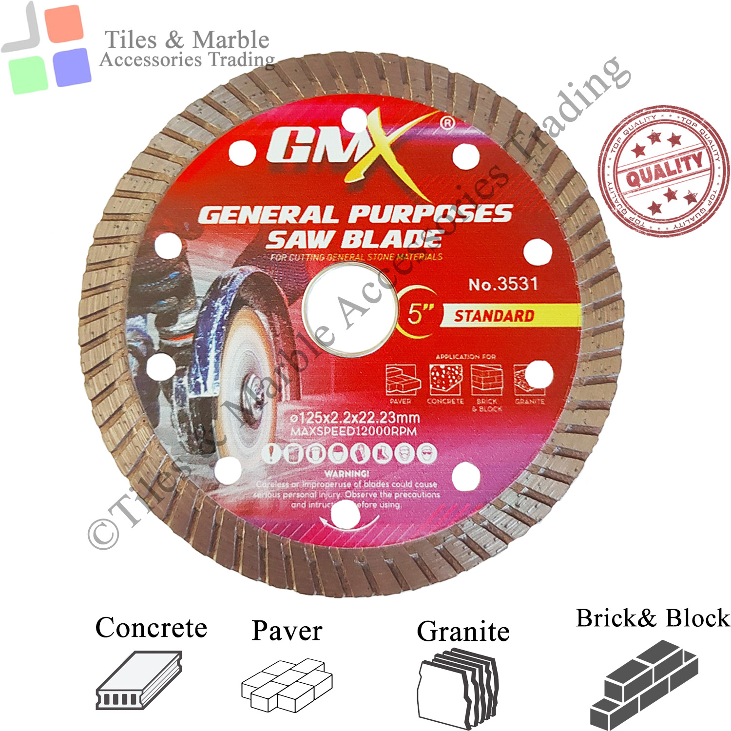 GMX 5'' General Purpose Saw Blade Paver Concrete Brick&Block Granite