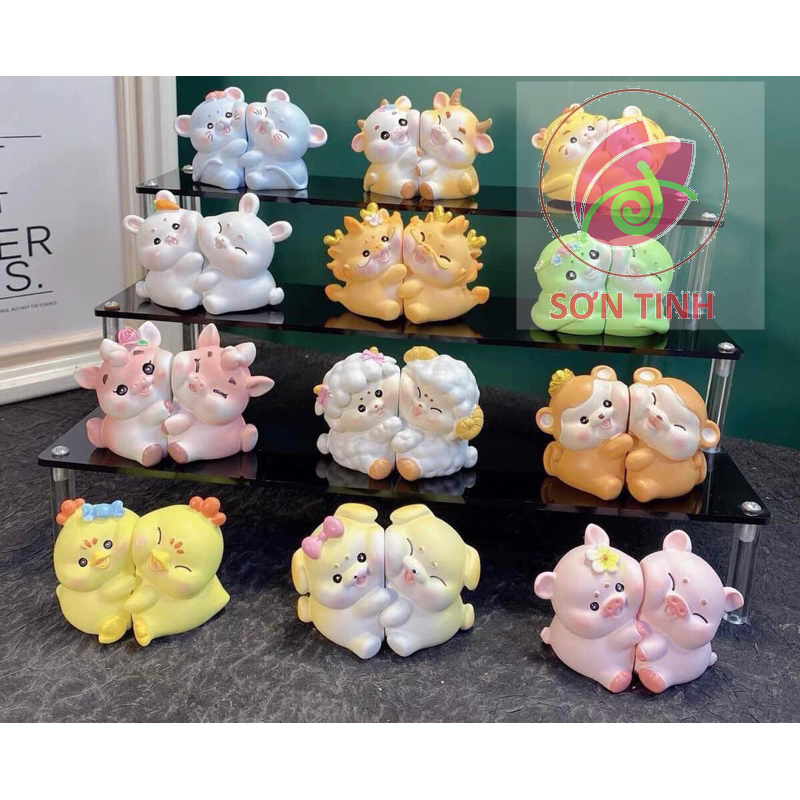 Tô Tượng Thạch Cao Couple, Cặp Đôi 12 Con Giáp Size Mini