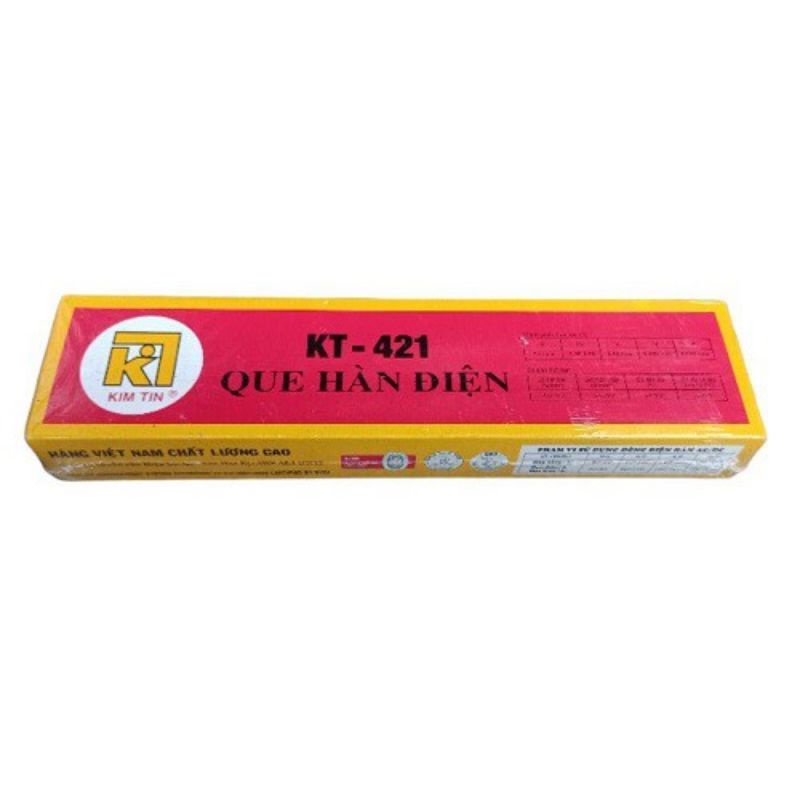 Que hàn điện, que hàn sắt kim tín, việt đức chính hãng kt 421, j421 loại 3.2mm và 4.0mm, hộp 5kg