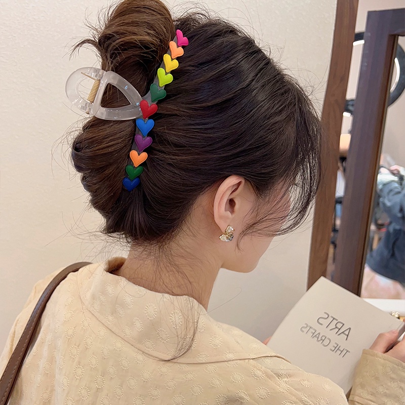 Kẹp Tóc Hình Trái Tim Màu Hồng Bằng Acrylic