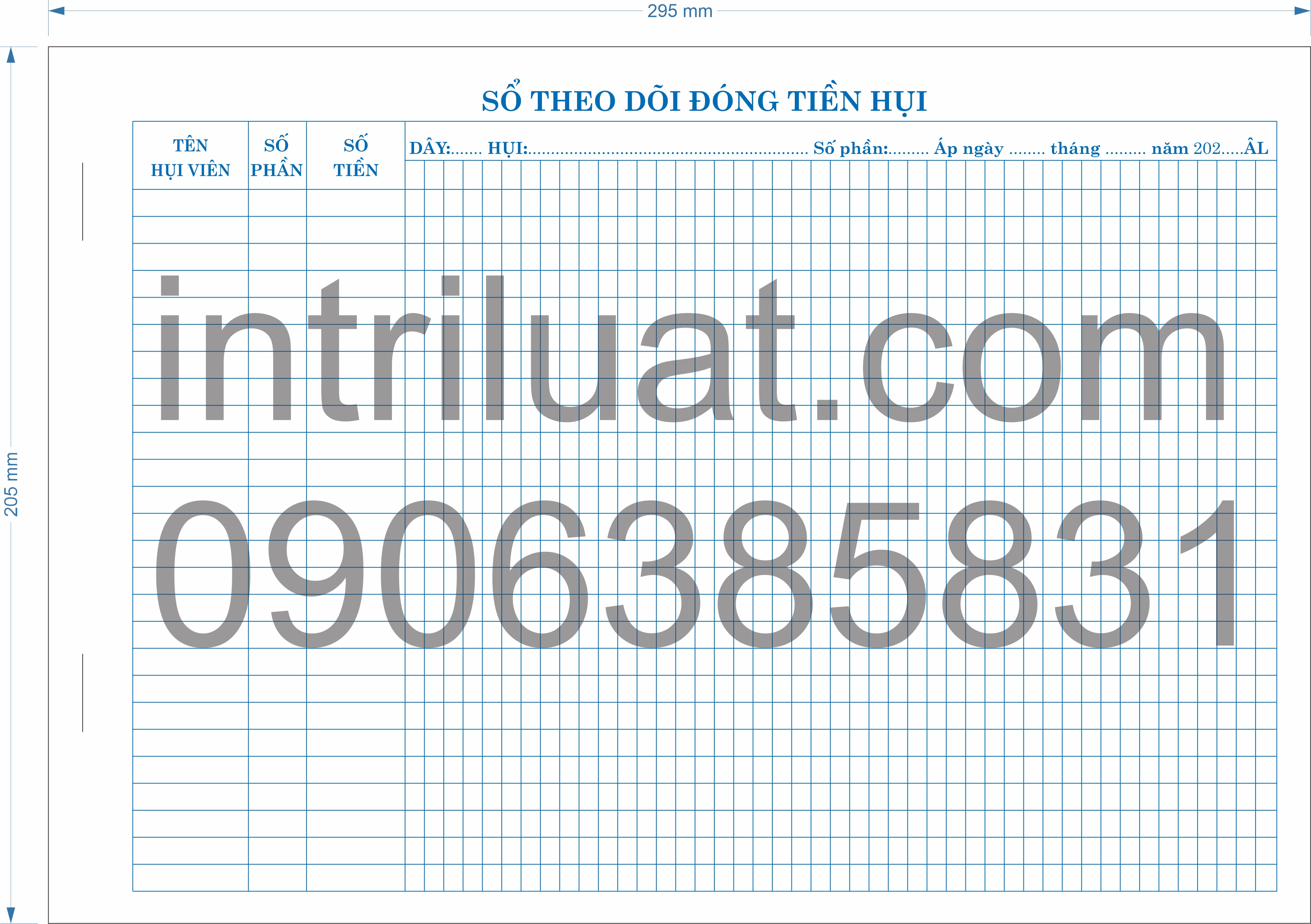 Sổ Theo Dõi Đóng Tiền Hụi A4 (Không in chữ AL)