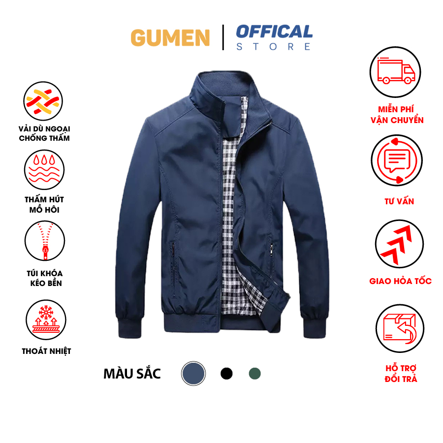 Áo khoác dù nam chống nắng mưa vải caro cao cấp, 2 lớp dù dày dặn