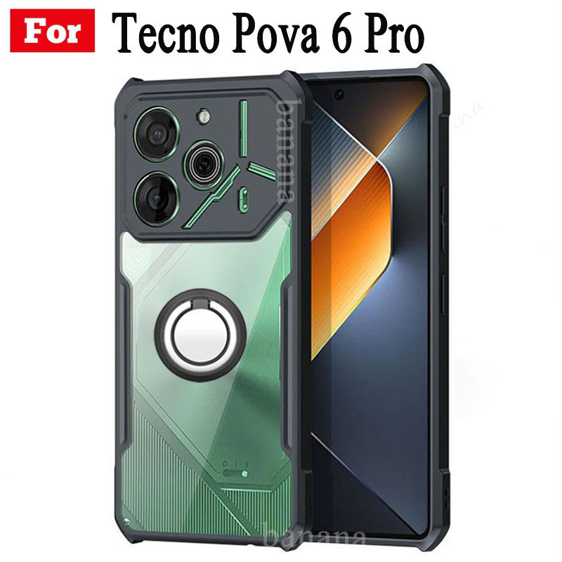 Tecno Pova Pro Shockproof Case for Tecno Pova 6Pro Pova Acrylic Phone  Case with Ring Stand
