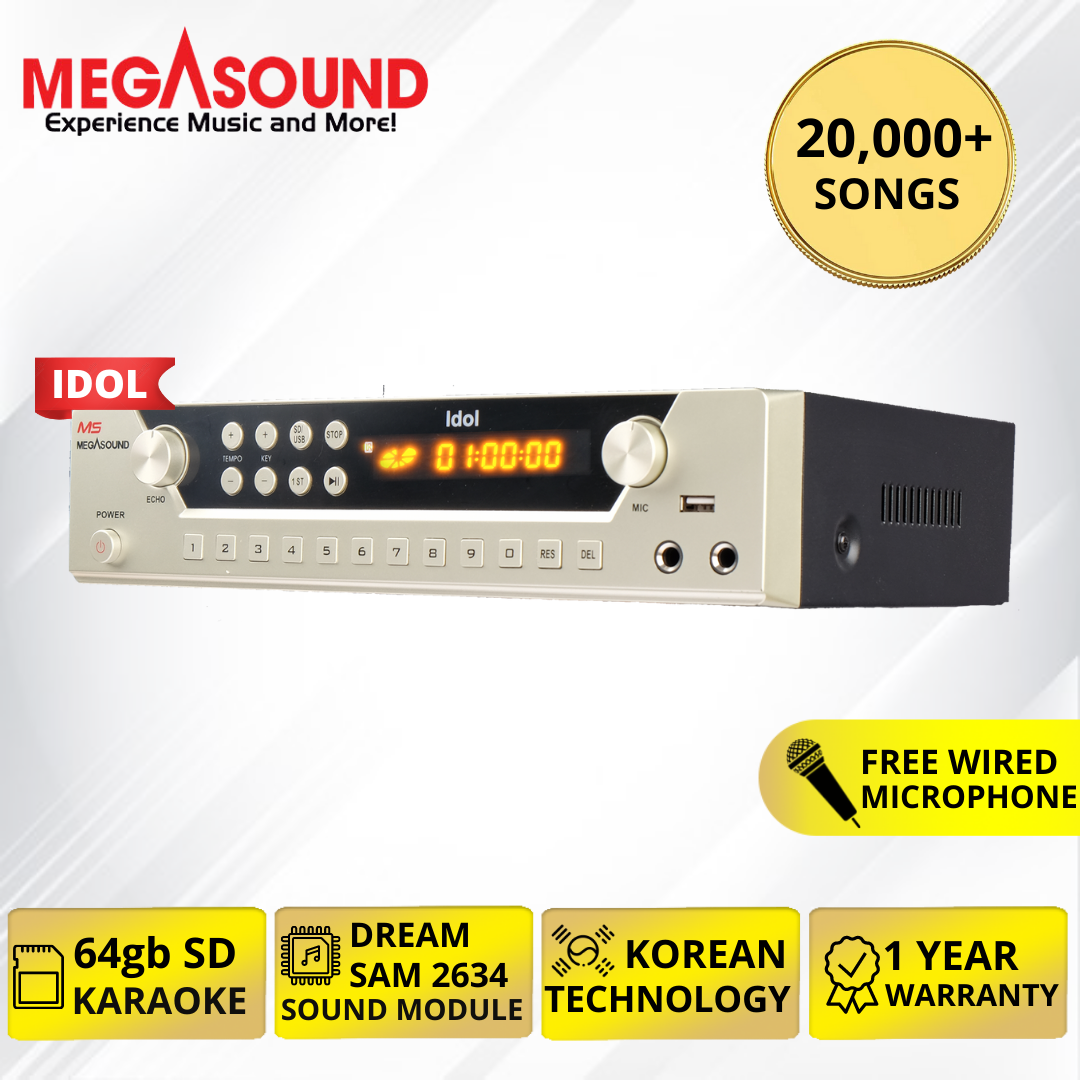 MEGASOUND IDOL SD KARAOKE with 20,000+ builtin songs, 64gb SD Karaoke