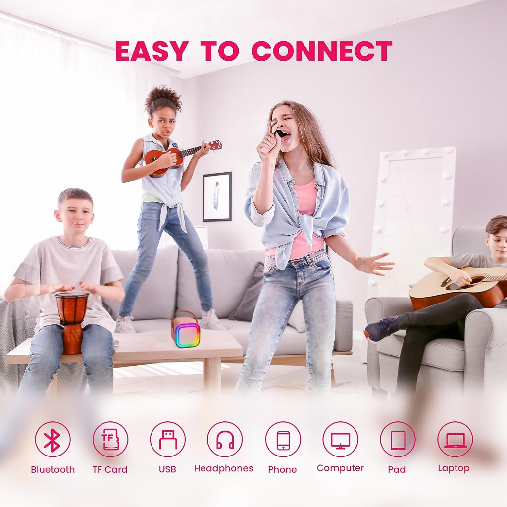 Mini Karaoke bluetooth speaker Wireless Microphone portable Speaker 3D Stereo Amplifier with two Mic