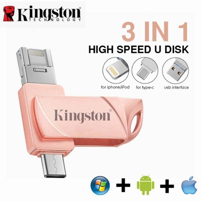 Kingston Pendrive 512GB 1TB xoay USB 3.0 ổ đĩa flash với Cổng type-C cho iPhone iPad Android