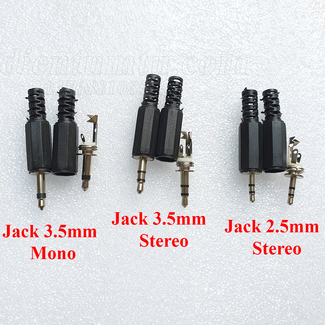 Jack âm thanh 2.5 3.5 Mono Stereo, Jack audio đực / cái