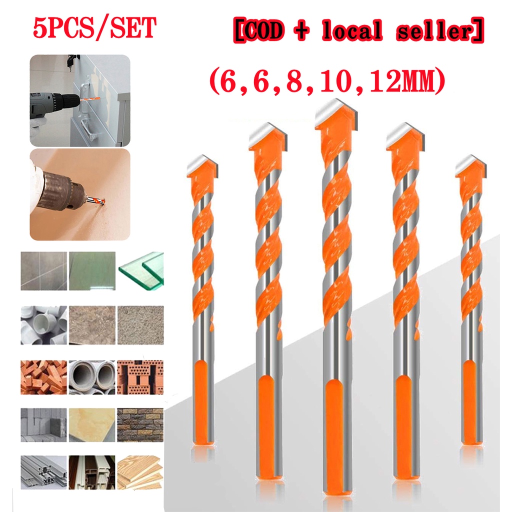 5PCS/SET 6/6/8/10/12MM Alloy Triangle Overlord Drill Bits Tile Cement ...
