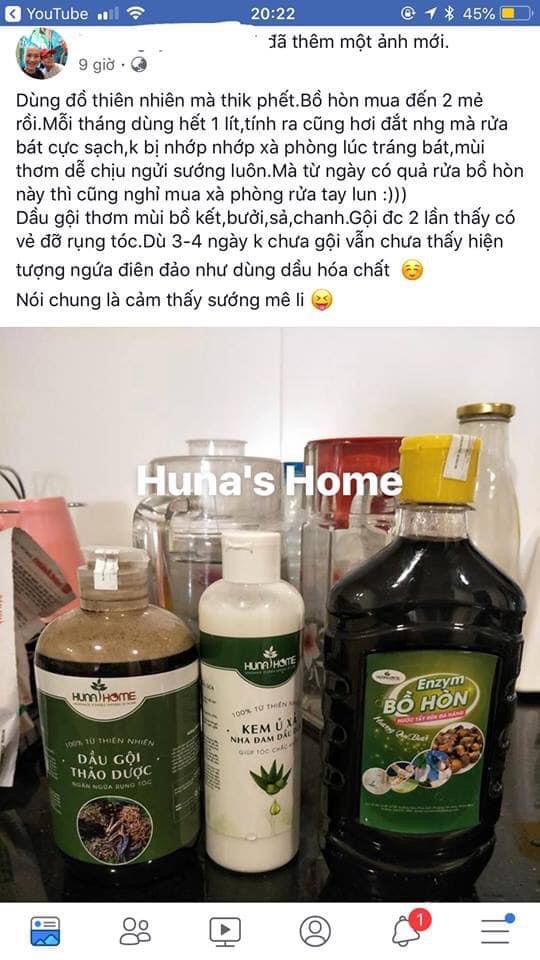 Nước rửa chén bát Enzyme bồ hòn Huna’shome can 5 lít