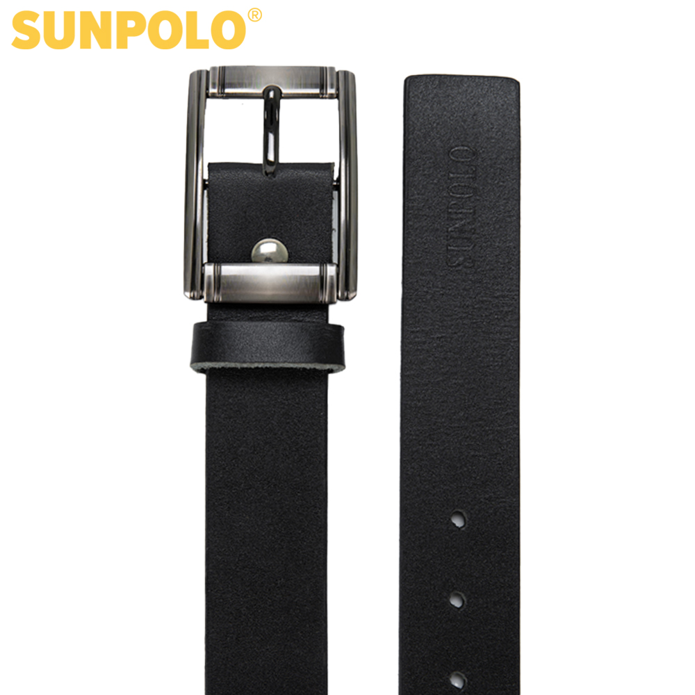 Thắt Lưng Nam Da Bò Khóa Kim SunPoLo BS01D (Đen)