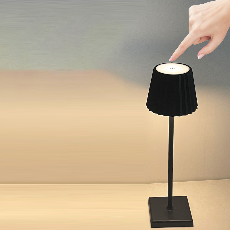 LED Simple Modern Hardware Decoration Tall Table Lamp Bedroom Bedside Touch Switch USB Charging Night Light