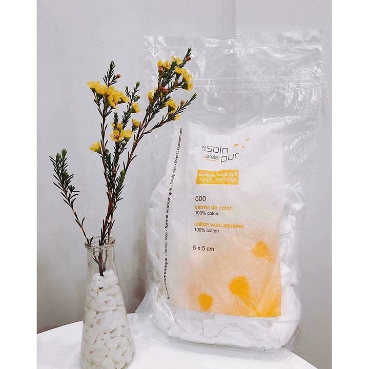 Bông Tẩy Trang Tetra Soin Pur 500 - 600 Miếng Pháp