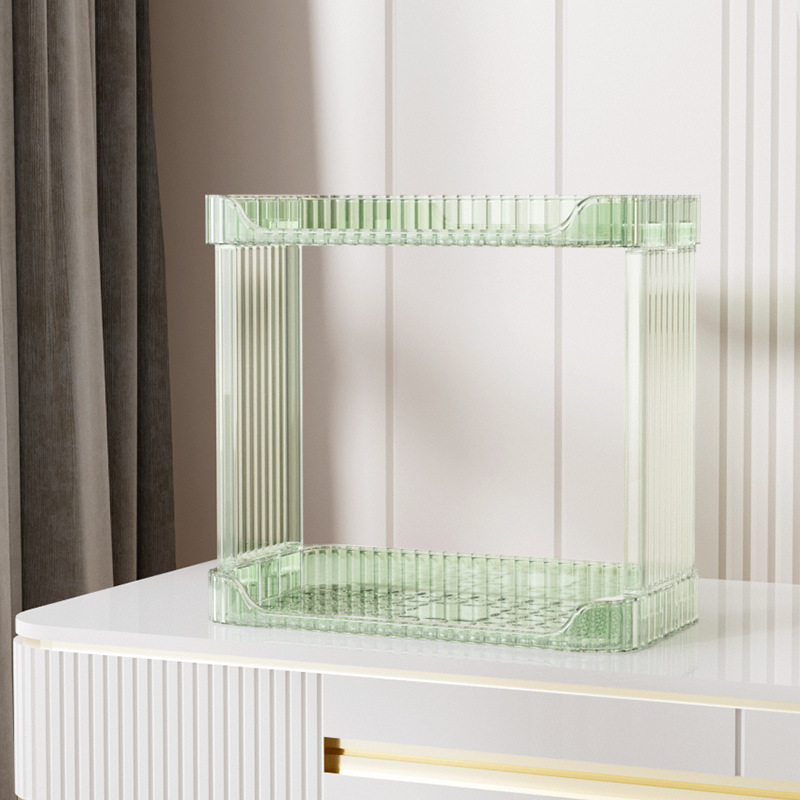 Cosmetic storage rack, home desktop organizer, storage box with two layers designed for easy installation