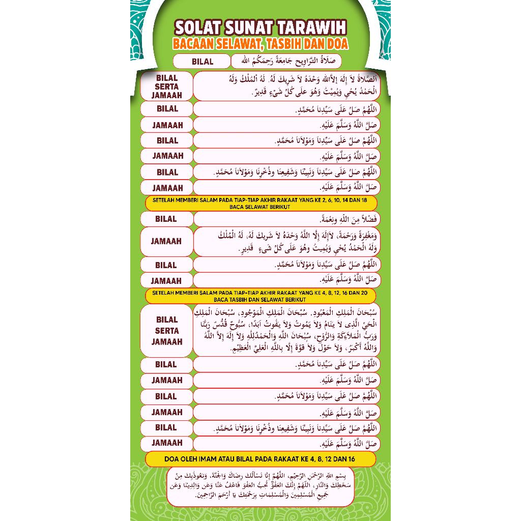 BANTING SOLAT TERAWIH / Solat Sunat Terawih - Bacaan Selawat, Tasbih ...