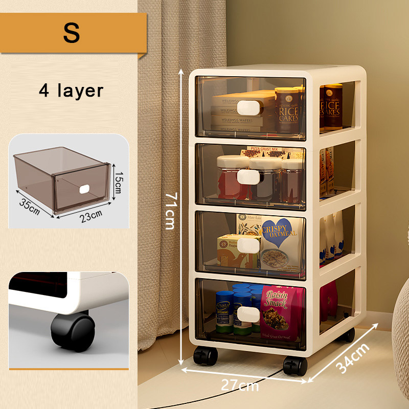 Snack cabinet, storage cabinet, storage cabinet, household drawer style multi-layer storage, fashionable wheeled university dormitory storage tool